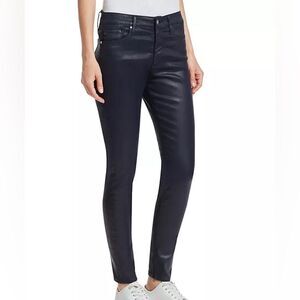 Adriano Goldschmied Farrah Navy Blue Leatherette Ankle Jeans Size 28R Dark Wash